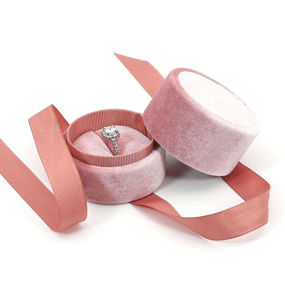 LOMBARD Jewelry Box Round Sweet Necklace Bowknot Gift Box Velvet Fashion Accessories