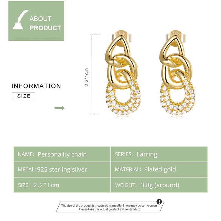 Đôi bông tai Bamoer Bse545 bạc 925 đính zircon quà tặng trang sức nữ