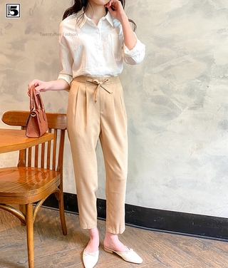 Quần baggy nữ cạp thắt nơ Twentyfive N616