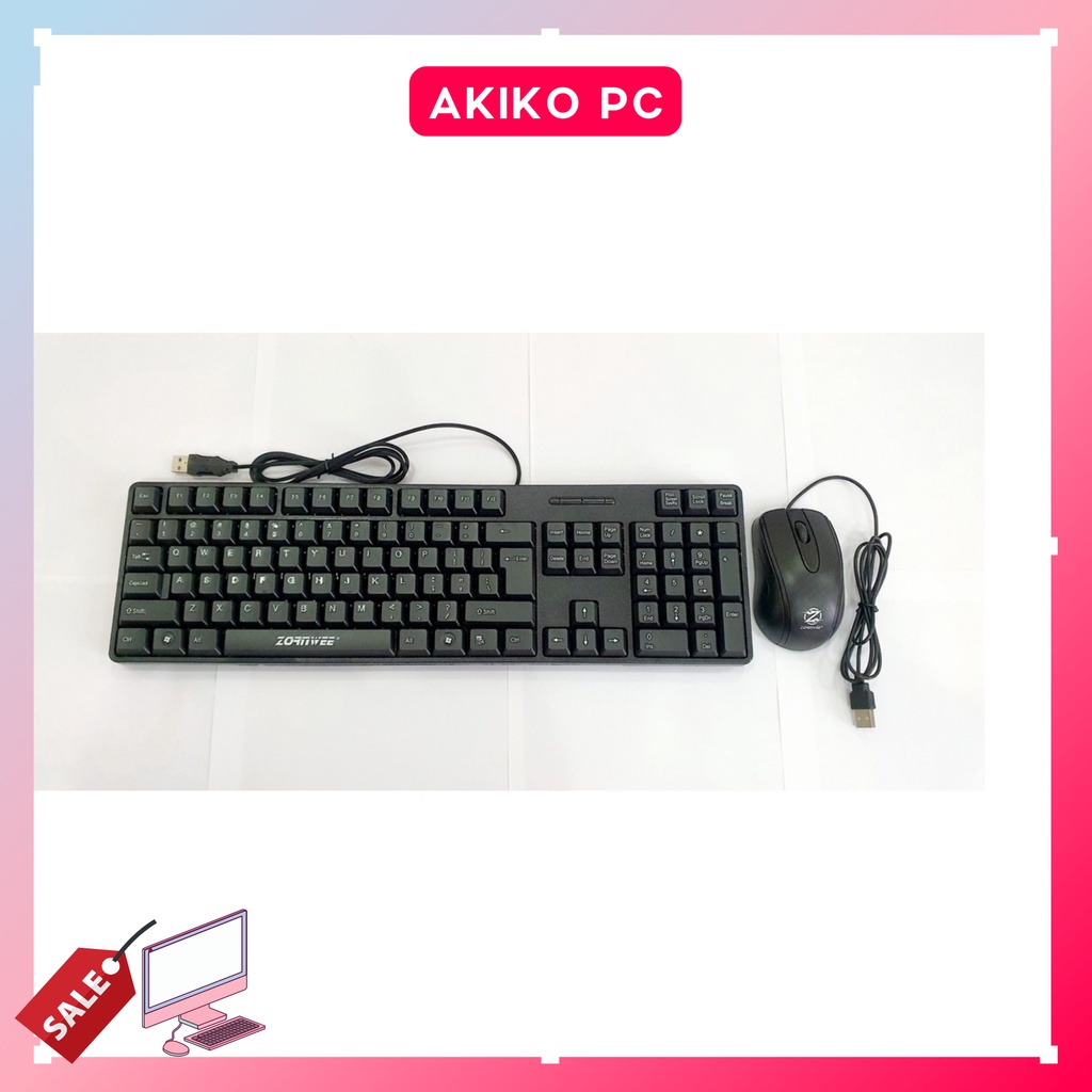 Bộ phím chuột máy tính kết nối dây cổng Usb bấm siêu êm không tiếng ồn lý tưởng dùng văn phòng AKIKO AK9100