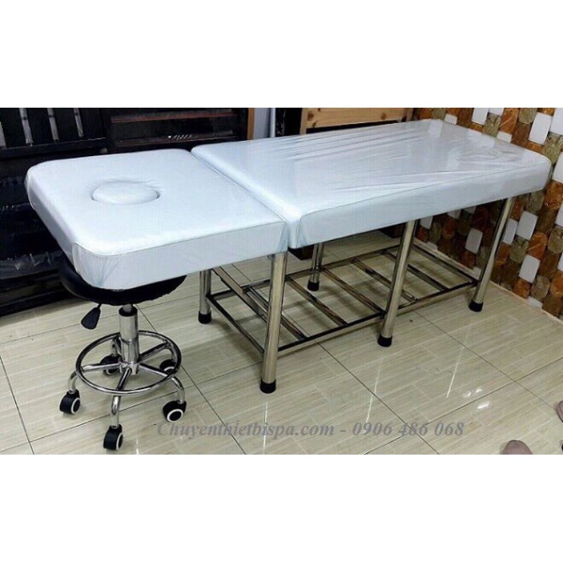 Giường spa inox mẫu 3 (gập phần đầu)