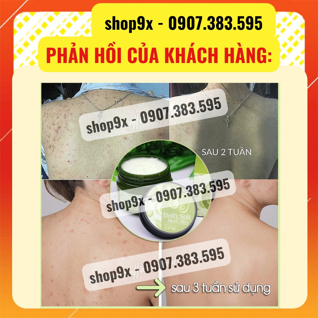 Muối Tắm Giảm Mụn Lưng - Giảm Viêm Nang Lông - Sạch Thâm Mông Và Thâm Vùng Kín Tinh Chất Muối Biển Tràm Trà 220gr