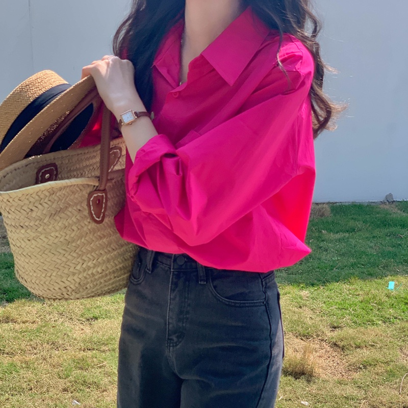 Hàng Mới Về Áo Sơ Mi Dài Tay Dáng Rộng Phong Cách Hàn Quốc Baju Wanita Lengan Panjang Hàng Mới Dành Cho Bạn Nữ