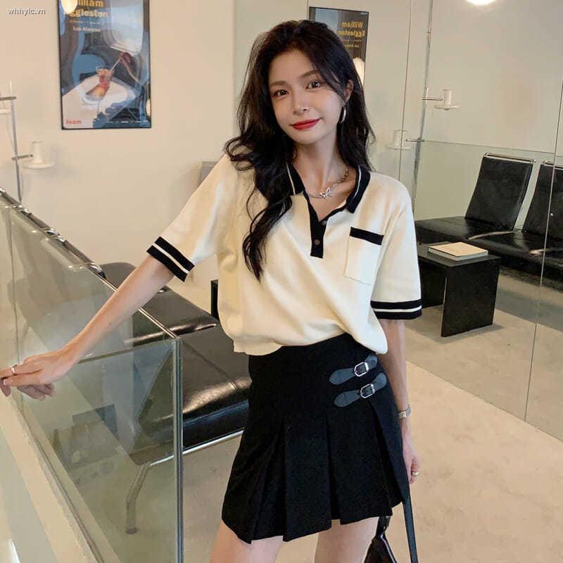 Áo Thun Cổ Polo Tay Ngắn Phong Cách Hàn Quốc Thời Trang Mùa Hè Hàng Mới Dành Cho Bạn Nữ 2021