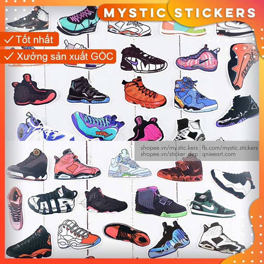 [GIÀY SNEAKER] 100 Sticker chống nước /dán xe laptop mũ bảo hiểm vali...