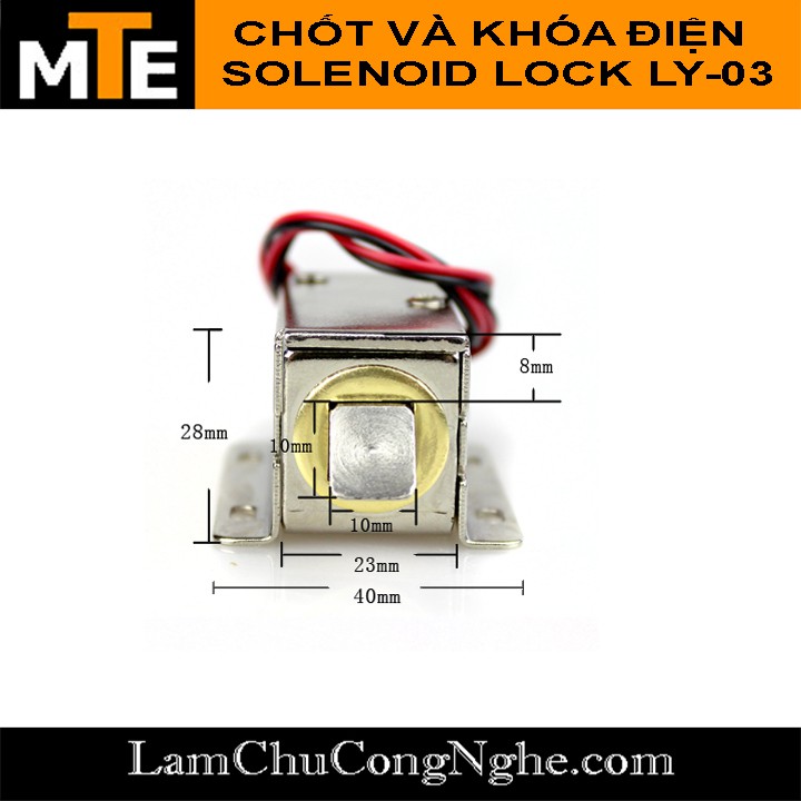 Khóa điện Solenoid Lock LY-03 - Khóa điện DC 12-24V + bản lề