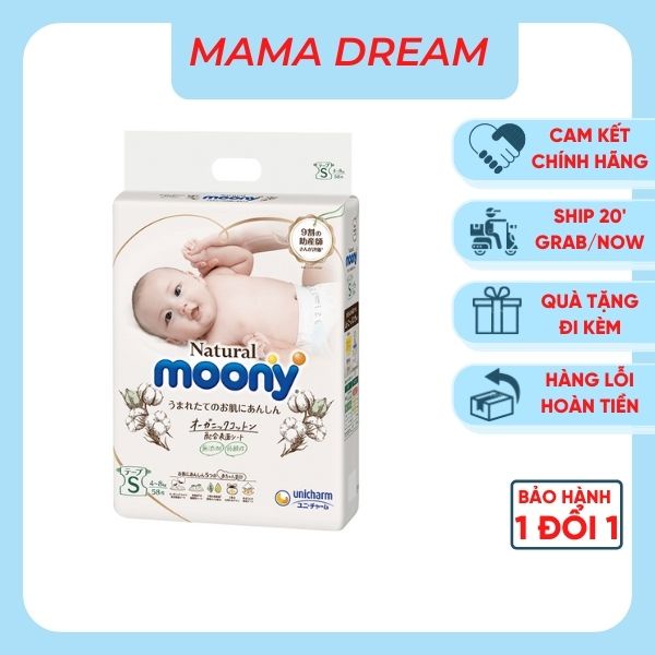 Bỉm Moony Natural [FREESHIP] Bỉm Moony Natural Nội Địa Chính Hãng - Bỉm Moony Dán/Quần Đủ Size NB63/S58/M48/L36/XL32