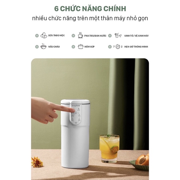 [CHÍNH HÃNG] Máy Làm Sữa Hạt Mini Đa Năng Snapbee - Xay sinh tố, nấu cháo, nấu soup