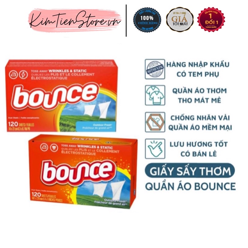 Giấy Thơm Bounce Outdoor Fresh Mỹ (80 Miếng - 160 Miếng)