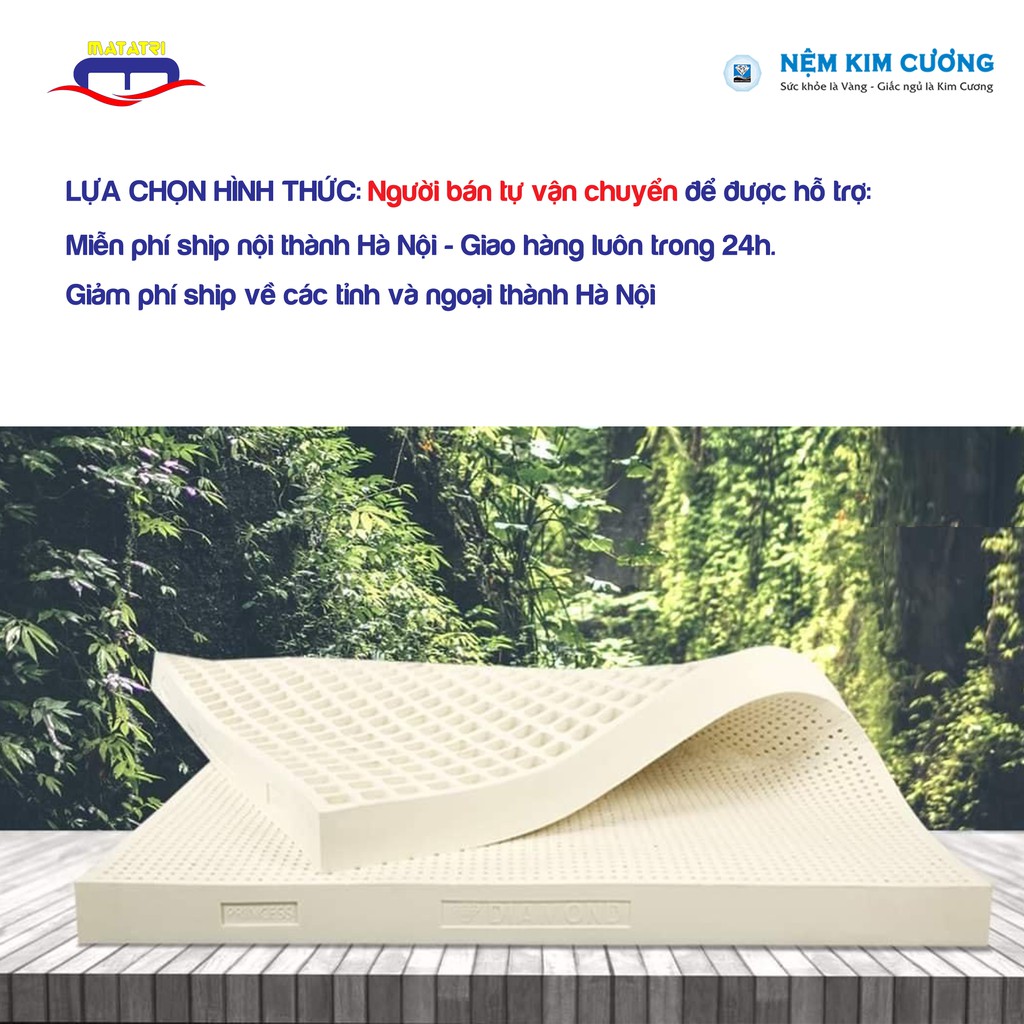 Đệm cao su thiên nhiên xuất khẩu chính hãng Kim Cương PRINCESS GOLD cao 5-10-15-17 cm.