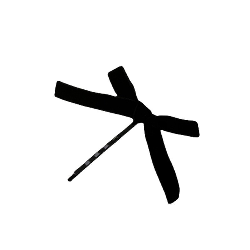 Kẹp Tóc Cao Su Bọc Nhung Màu Đen Đính Nơ Thời Trang Cho Nữ