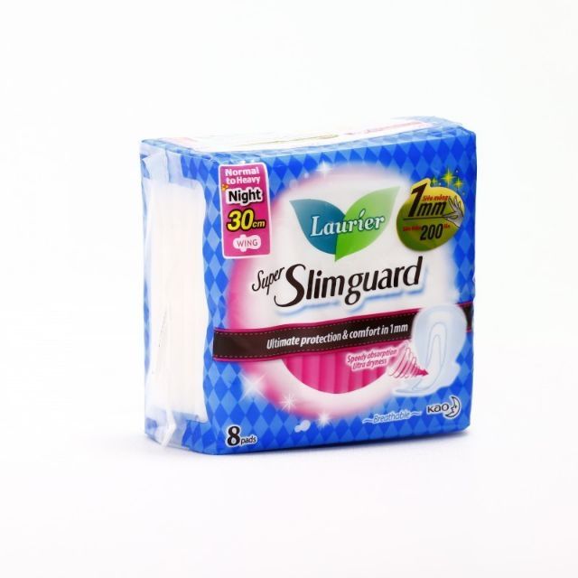 Băng vệ sinh Laurier Super Slimguard ban đêm có cánh 8 miếng