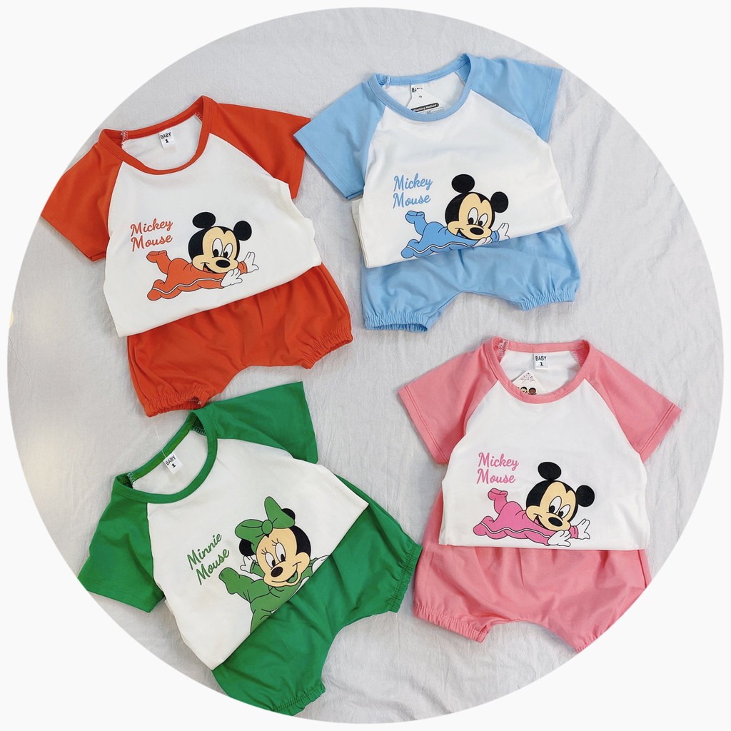 SET ĐỒ BODY CỘC TAY HÌNH MICKY CHO BÉ TRAI BÉ GÁI CHẤT COTTON QUẢNG CHÂU SIÊU MÁT MÃ CT07