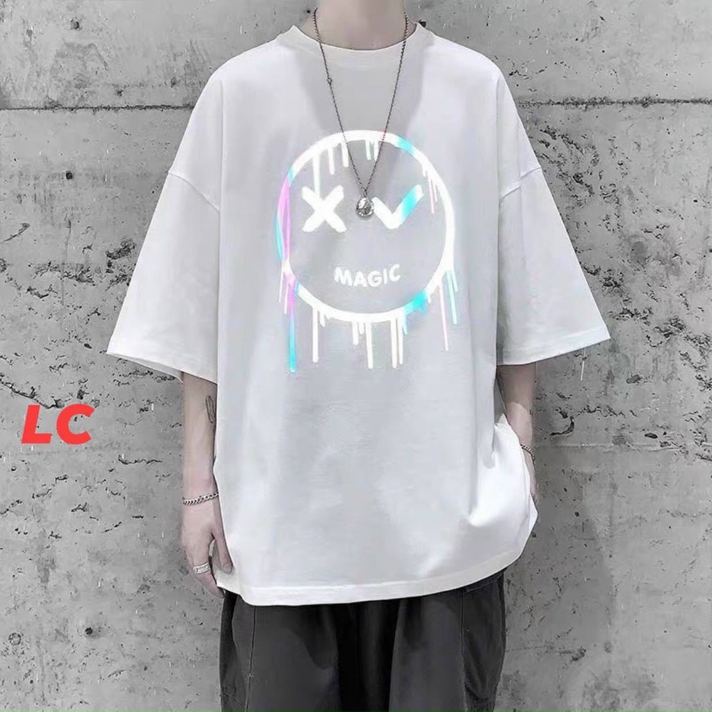ÁO THUN PHẢN QUANG 3D MẶT CƯỜI UNISEX FROM RỘNG CỰC HOT [XƯỞNG SỈ GIÁ GỐC]