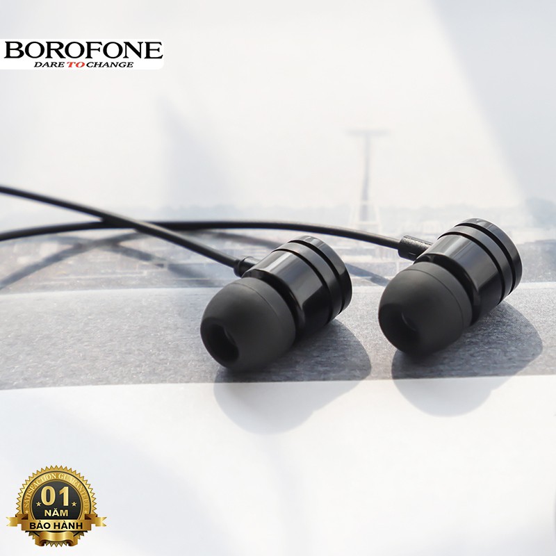 Tai nghe nhét tai Borofone BM31 nghe hay có mic đàm thoại, dây dài 1.2m, Jack cắm 3.5mm