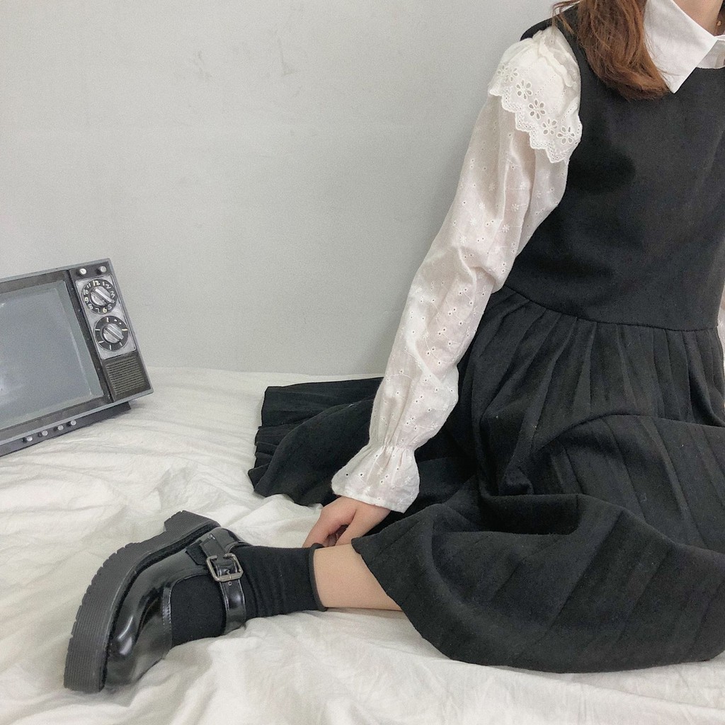 Giày lolita vintage ulzzang đế 5 phân quai ngang khóa cài siêu xinh mã BB01