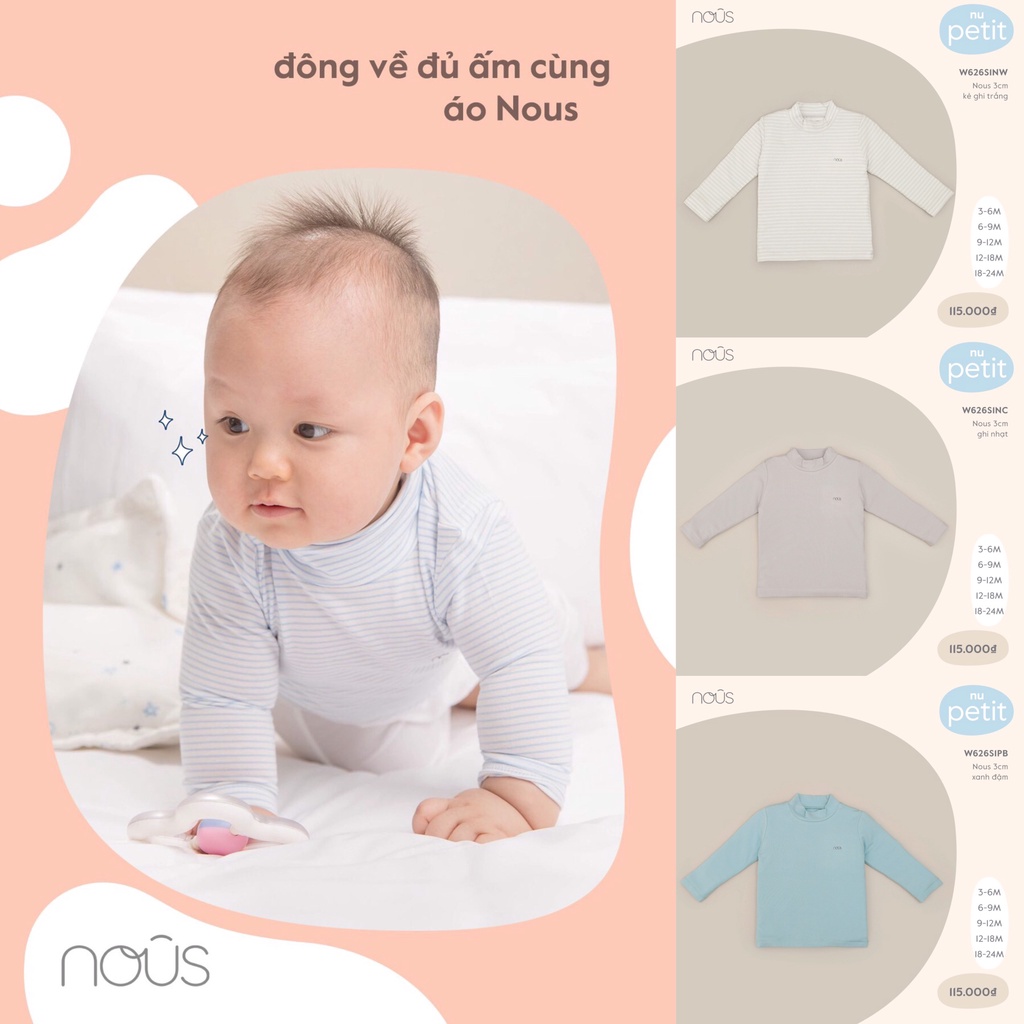 [CHÍNH HÃNG] Áo cổ 3cm trẻ em chất vải Nu petit mềm mịn W626S1 Nous