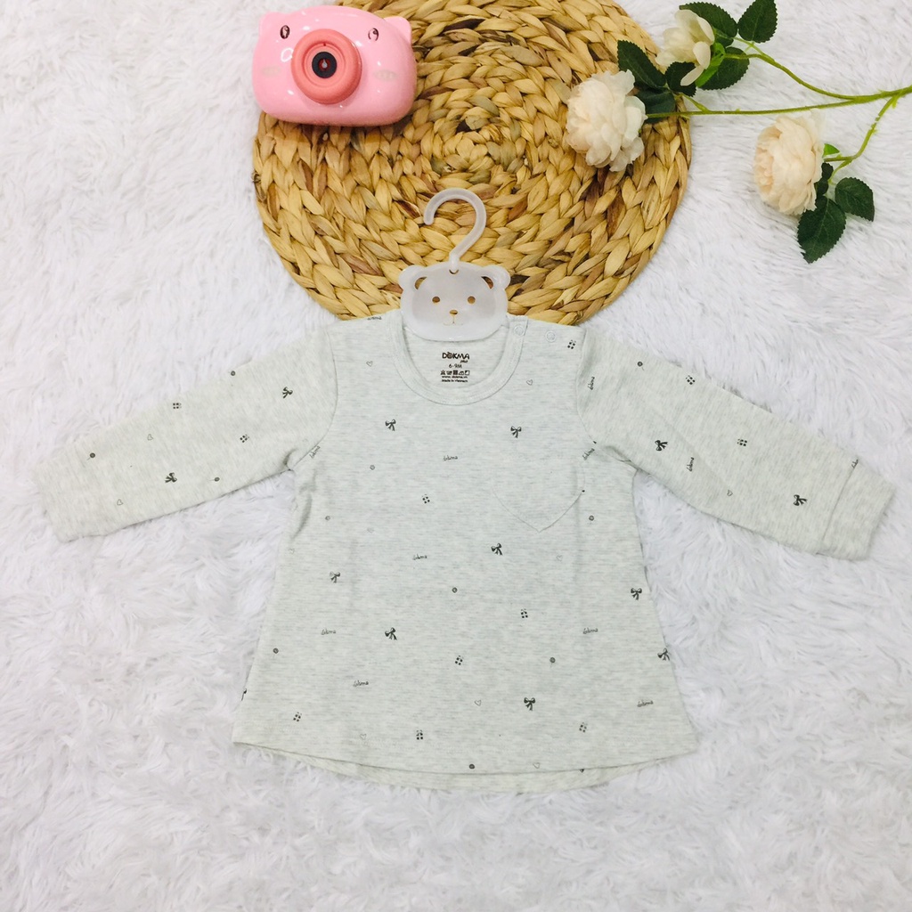Áo thun dài tay thu đông vải cotton dày dặn cho bé trai bé gái Dokma sale size 6M-24M DMA329 Lamiha