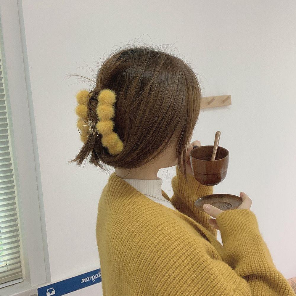 Kẹp Tóc Lông Nhung Đơn Giản Phong Cách Vintage Thời Trang Thu Đông Dành Cho Nữ