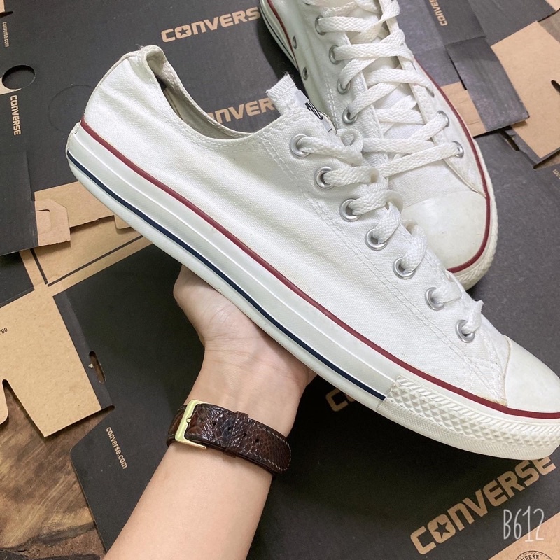 GIÀY SNEAKERS CONVERSE CLASSIC CỔ THẤP TRĂNG SIZE 45 (Real 100%/2Hand)