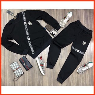 Phong cách giới trẻ bộ thể thao nam logo chạy dây chéo trước ngực