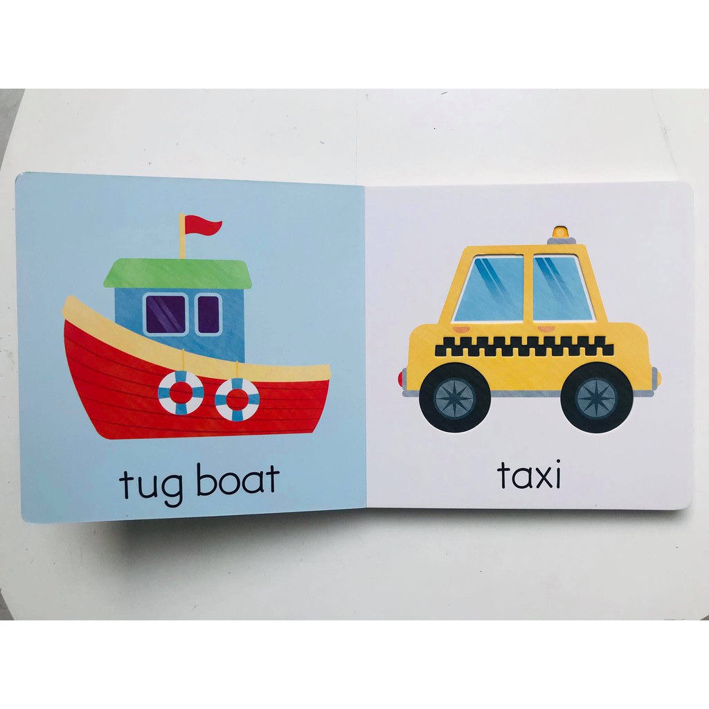 Sách: Touch & Feel Board Book Vehicles - Sờ và cảm nhận - Dạy bé về xe cộ