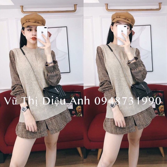 Áo len xẻ trước