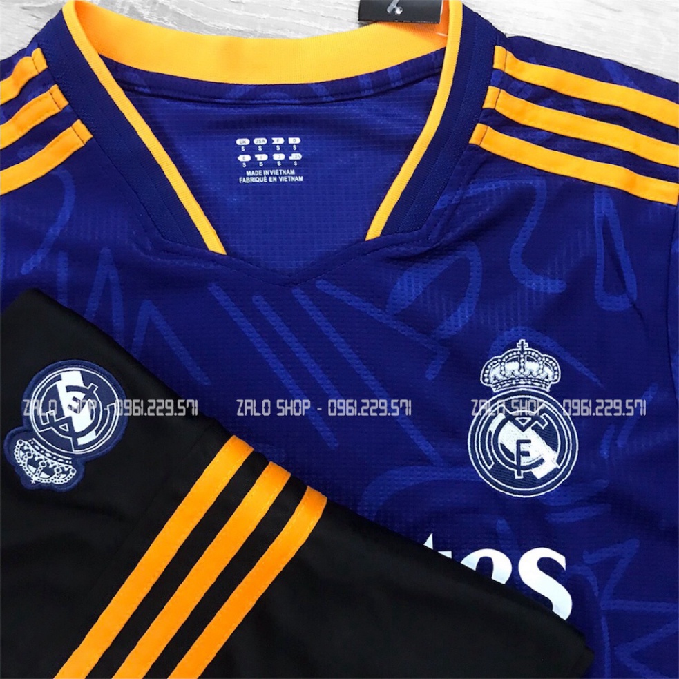 [Rẻ Vô Địch] Áo Real Madrid Sân Khách 2021 | Bộ Quần Áo Bóng Đá CLB Real Madrid Sân Khách 2021/2022 Hàng Thái Xịn