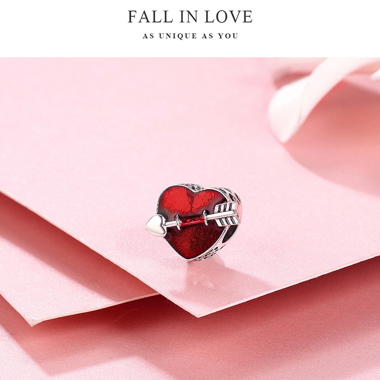 BAMOER Hạt Charm Bạc 925 Khắc Hình Trái Tim Sc480