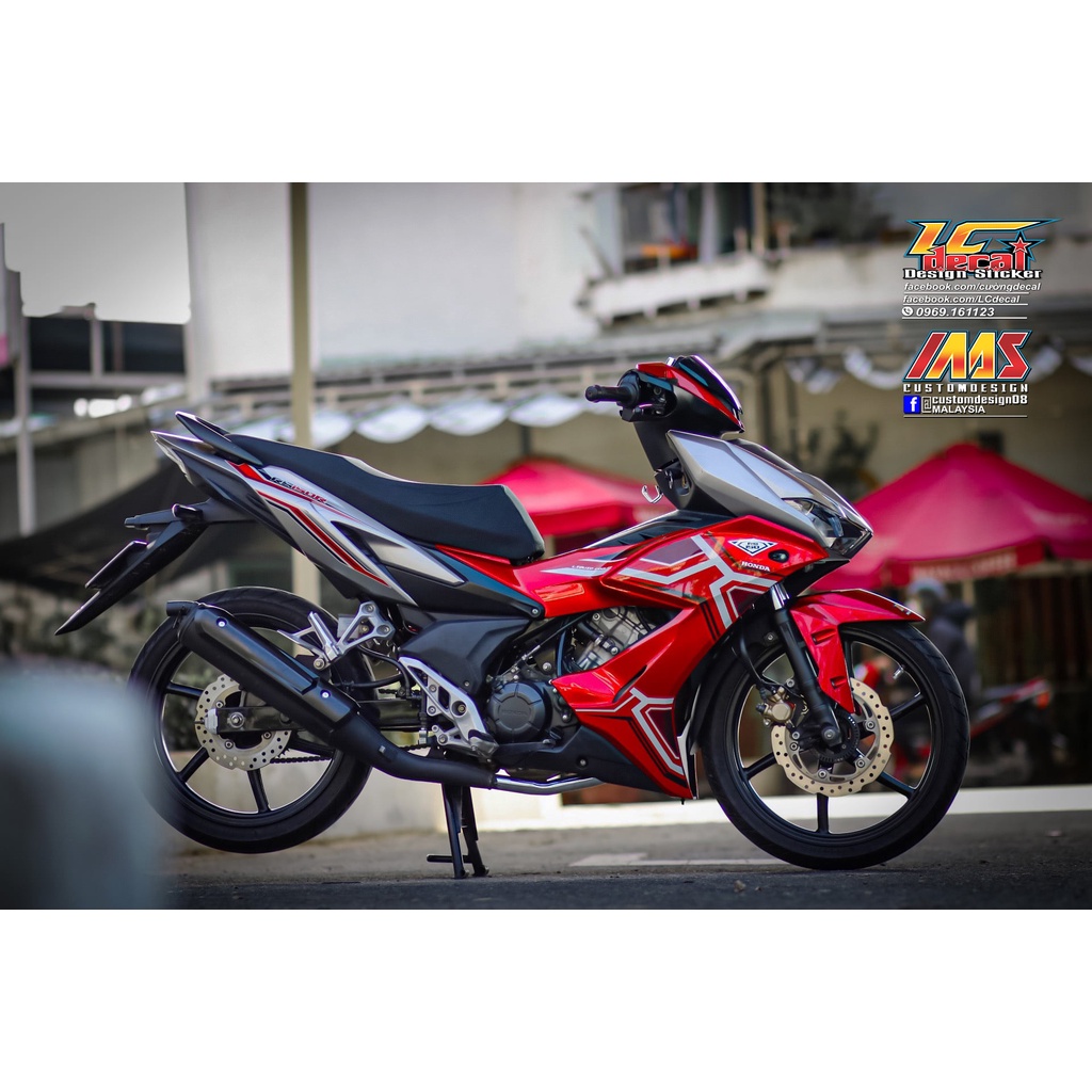 Tem /decal Rời Dán Xe Winner X Mẫu Chỉ Đỏ Trắng Đen Cực Hot, Hàng 3 Lớp Chất Lượng Cao Không Bay Màu