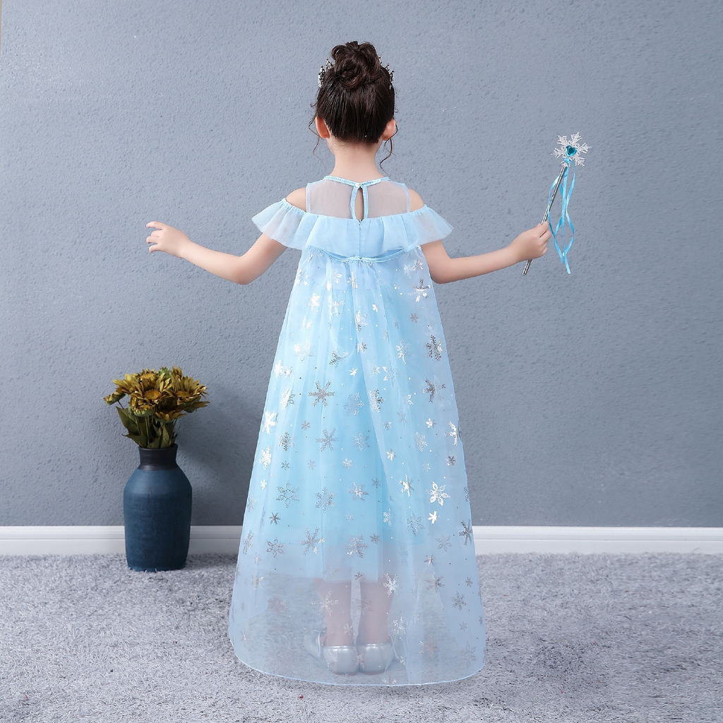 Đầm Công Chúa Elsa Đính Kim Sa Cho Bé Gái