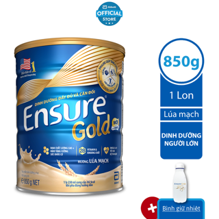 [Nhập GRO1AB521 giảm 4%] [Tặng Bình giữ nhiệt] Sữa bột Ensure Gold Lúa mạch (HMB) 850g