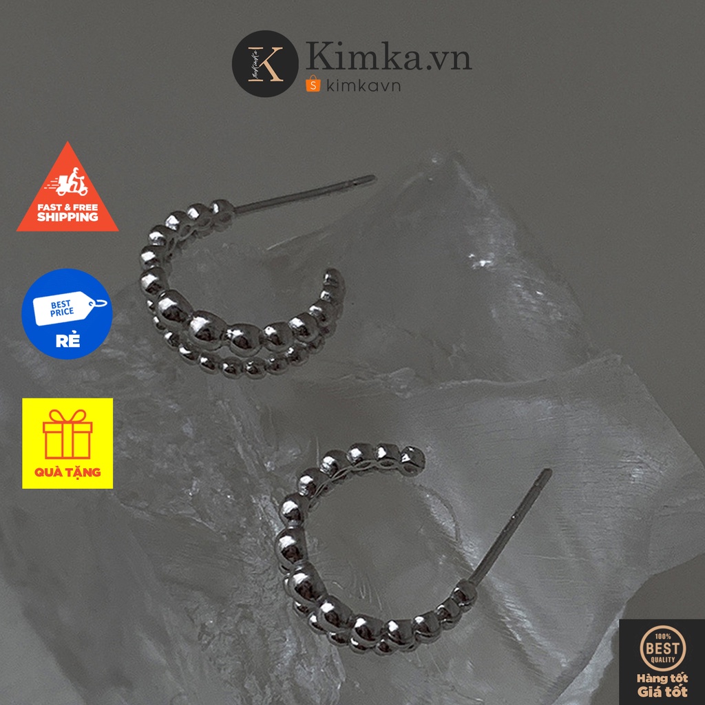(099) Khuyên Tai Bán Nguyệt Đính Hạt Titan Hình Chữ C