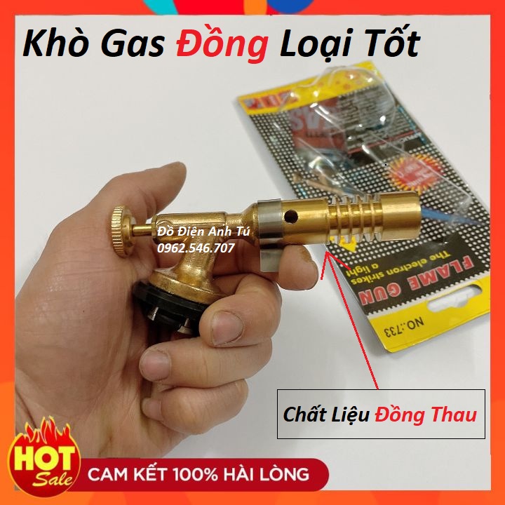 Đèn khò, Đầu khò gas 1300 độ bằng đồng cao cấp khò ga chuyên dụng cho thợ cơ khí (khò có vòng chỉnh oxy)
