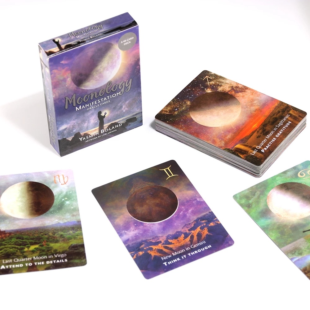 48 Sheets English Version Moonology Manifestation Oracle Cards Bộ 48 Tấm Thẻ Bài In Hình Mặt Trăng