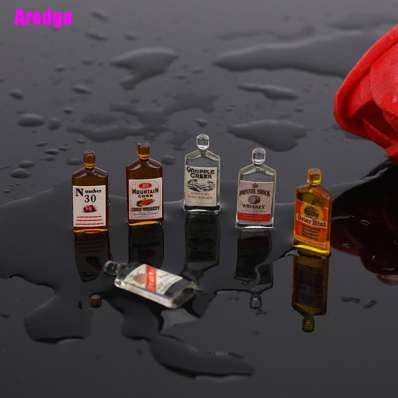 Set 6 chai rượu whiskey mini tỉ lệ 1:12 cho nhà búp bê