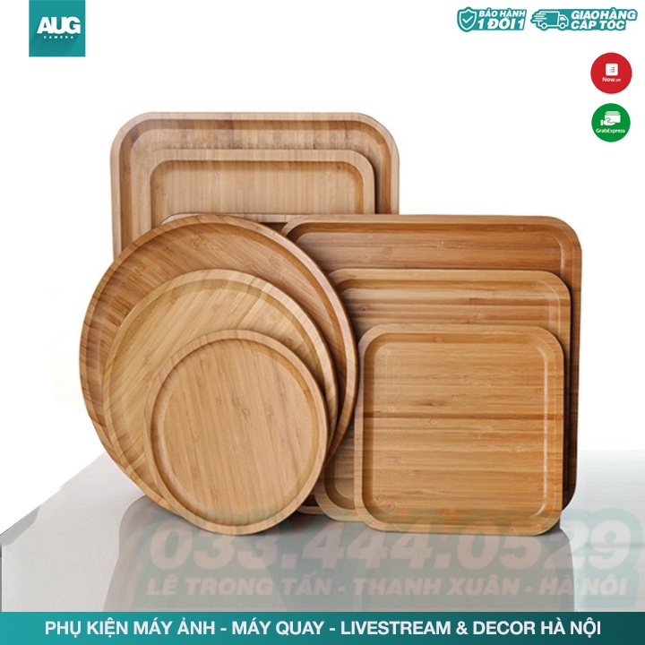 Khay gỗ đựng đồ ăn, đĩa gỗ chụp ảnh decor kiểu Nhật - AUG Camera &amp; Decor