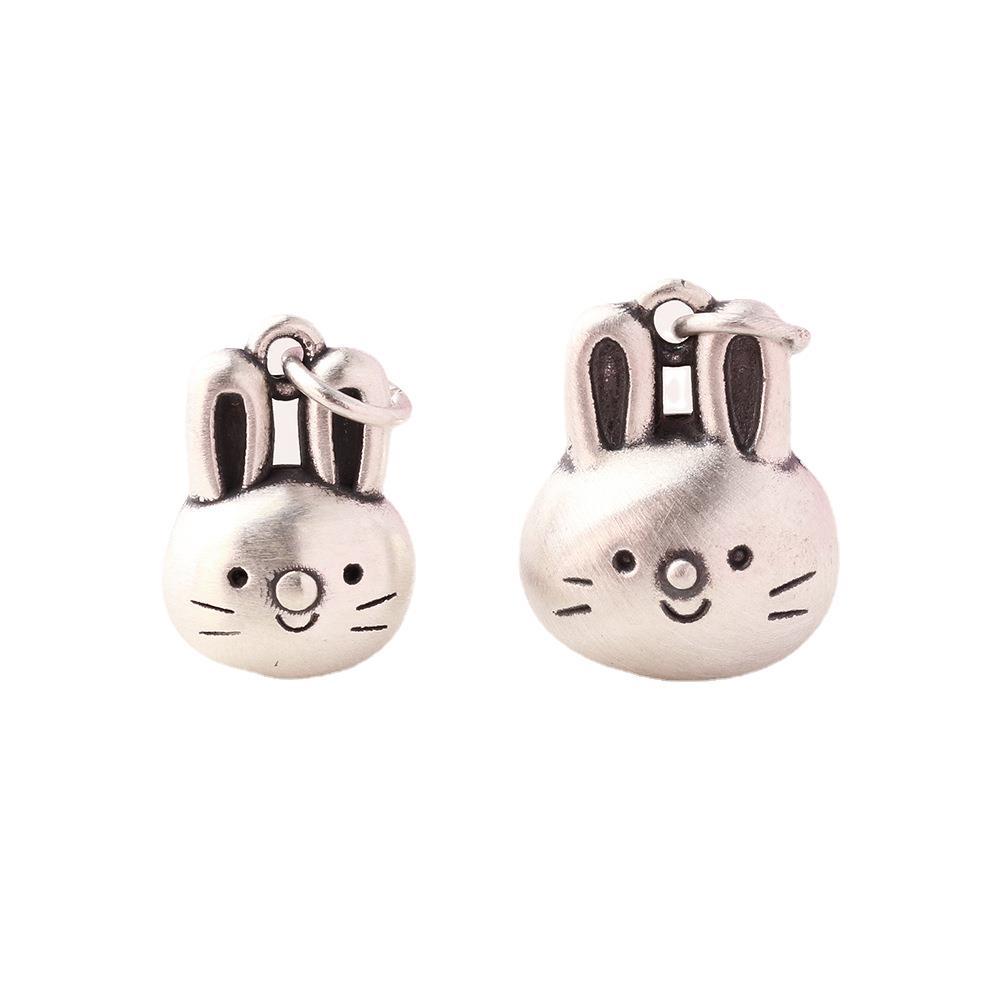 Mặt Dây Chuyền Bằng Bạc Cứng Họa Tiết Thỏ 3d Ba Chiều diy