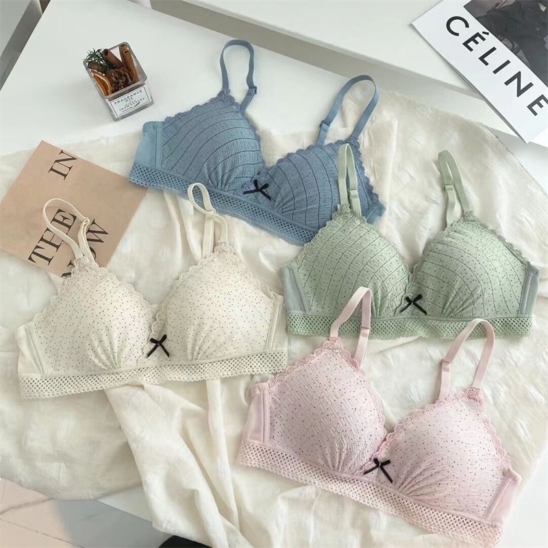 Áo Ngực Không Gọng Mềm Mại Mỏng Nhẹ Đính Nơ 4 Màu Lựa Chọn Quyến Rũ Cho Nữ