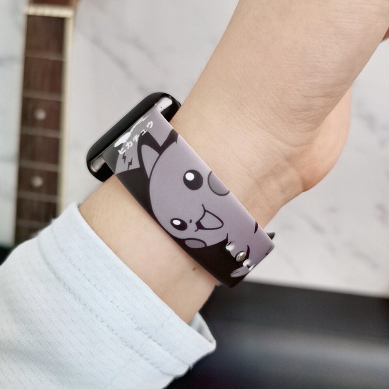 Dây Đeo Đồng Hồ Thể Thao Bằng Cao Su silicone Hình Pikachu Cho apple watch Series 7 6 SE 5 4 3 2 44mm 40mm 45mm 41mm