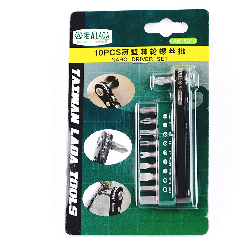 Bộ Tua vít đa năng Ratchet 10 trong 1 LAOA LA615010, thiết kế đảo ngược phù hợp với không gian chật hẹp