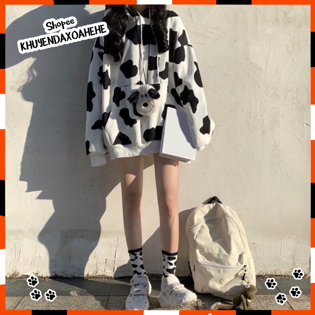 A005 Áo Hoodie nam nữ form rộng Unisex có mũ cute, áo nỉ bông chui đầu bò sữa Ulzzang thể thao trẻ trung năng động | BigBuy360 - bigbuy360.vn
