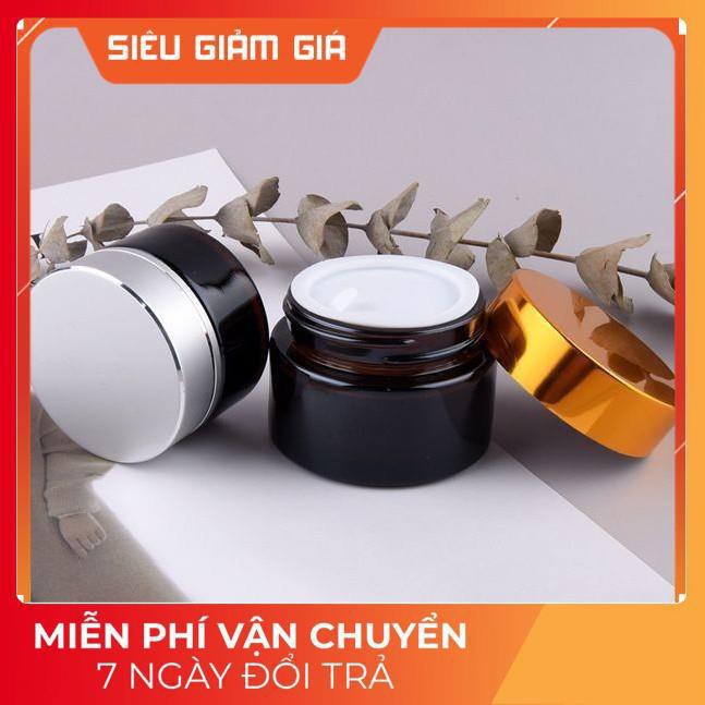 Hũ Chiết Mỹ Phẩm ❤ TRÙM SỈ ❤ Hũ Chiết Kem Thủy Tinh Nâu 30g,50g,100g Nắp Vàng,Đen chiết mỹ phẩm , phụ kiện du lịch