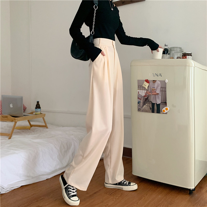 SUXI Quần Dài Màu Trơn Dáng Rộng Thiết Kế Đơn Giản Trẻ Trung Hợp Thời Trang