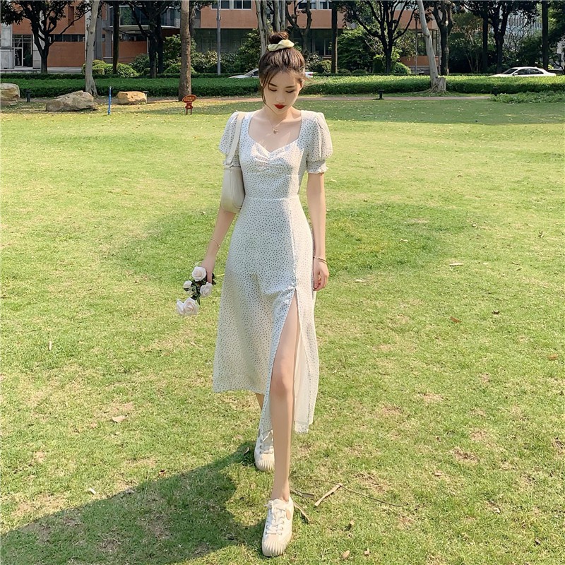 Xiaozhainv Đầm Maxi Chấm Bi/ Áo Khoác Cardigan Tay Dài Phong Cách Cổ Điển | BigBuy360 - bigbuy360.vn