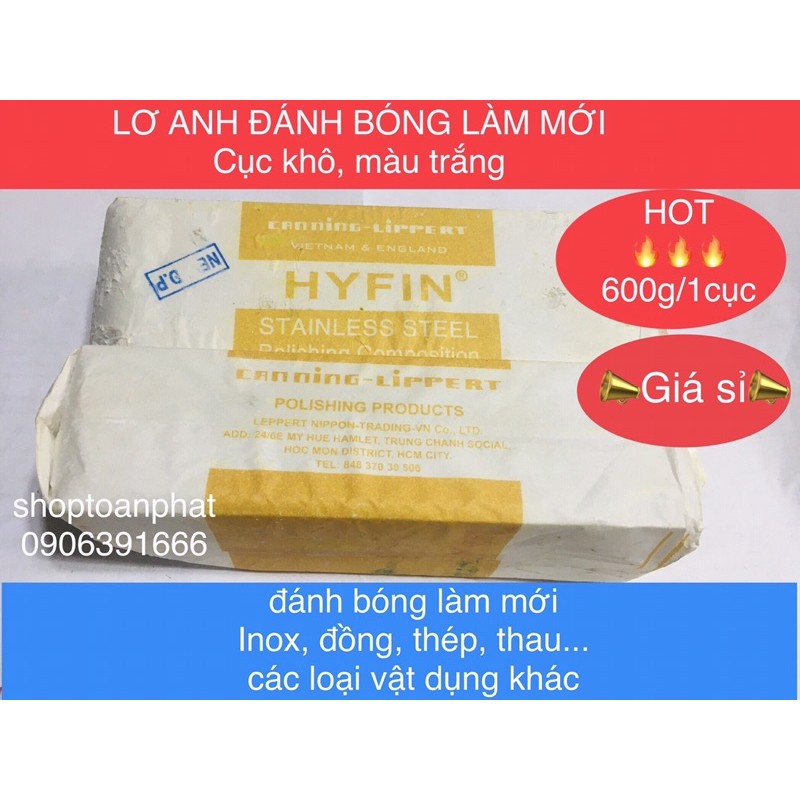 Lơ anh đánh bóng inox, đồng, thau, sắt..màu trắng 600g/1cục