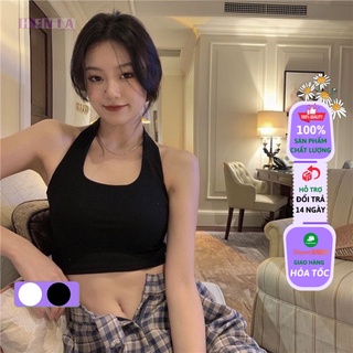 Áo Thun Hở Lưng Choàng Dây Dáng Croptop 2 Màu Trắng Đen.