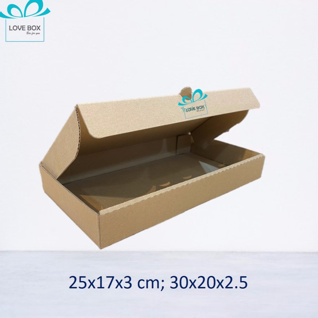 Hộp nắp gài carton 30x25x3 cm - Combo 25 hộp trơn gói hàng quần áo