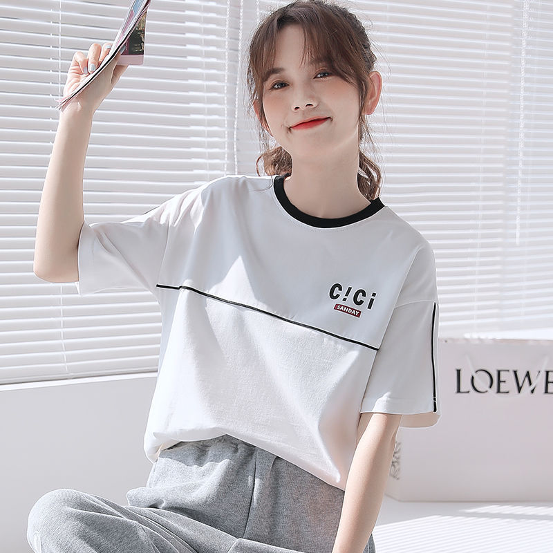 Caring Summer Short-Sleeved Women's Clothing2021New Fashion Clothes for Female Students Korean Style LooseTWomen's T-shirt All-Match Fashion
