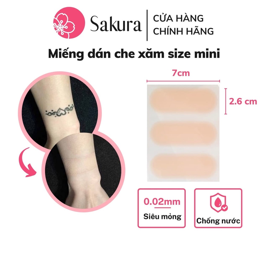 Miếng dán che xăm Nhật Bản Urgo 2,6x7cm che xăm chữ che khuyết điểm nhiều màu da, chống mồ hôi